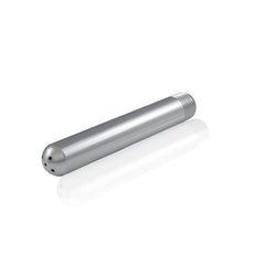 Ignite Large Metal Nozzle shown at an angle, smooth cylindrical silver aluminum body with small side holes