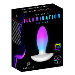 Illumination The Plug by Paradise retail box highlighting customizable LED lighting feature