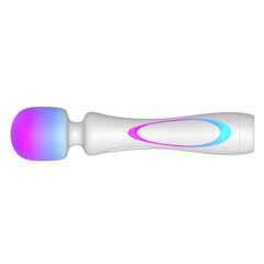 Illumination The Wand laying flat showing oval RGB body light and pink-blue head glow