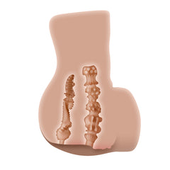 Illustrated cutaway showing ribbed and nodded internal tunnel textures of both entry channels