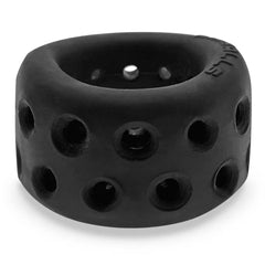 Interior view of Airballs ball stretcher revealing deep cone-shaped ventilation holes and flexible walls