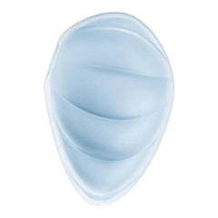 Interior concave view of the Cloud Dancer blue silicone vibrator showing smooth ridged texture