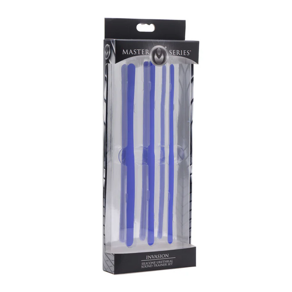 Invasion Silicone Urethral Sound Trainer Set in clear windowed Master Series retail box