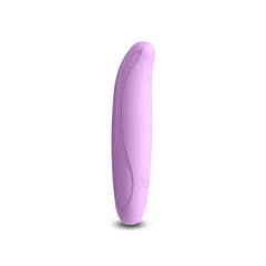 INYA Flirt lilac silicone rechargeable mini vibrator, curved front view