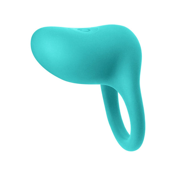 INYA Regal teal silicone vibrating cock ring with broad ergonomic body and loop