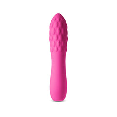 INYA Rita pink silicone rechargeable vibe standing upright, showing full honeycomb texture