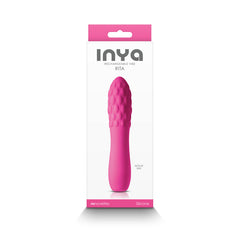 INYA Rita rechargeable vibe in retail packaging showing actual product size reference