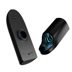 Ion 2 body and detachable sleeve separated revealing teal-tinted ribbed inner canal