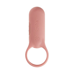 Iroha paiRING+ vibrating ring in coral pink silicone, front view on white background