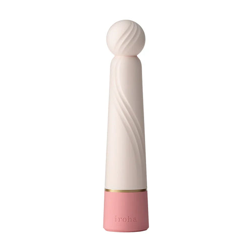 Iroha RIN+ SANGO vibrator in blush pink with swirled spherical tip and rose silicone base