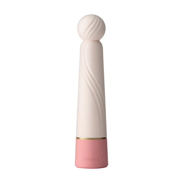 Iroha RIN+ SANGO vibrator in blush pink with swirled spherical tip and rose silicone base