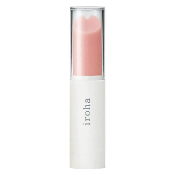 Iroha stick vibrator in light pink with clear cap, slim lipstick-style white base