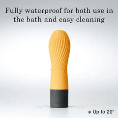 Iroha Zen massager shown with water droplets highlighting its fully waterproof design up to 20 inches