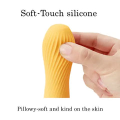 Close-up of the Iroha Zen's pillowy-soft, skin-friendly silicone tip with diagonal ribbed texture