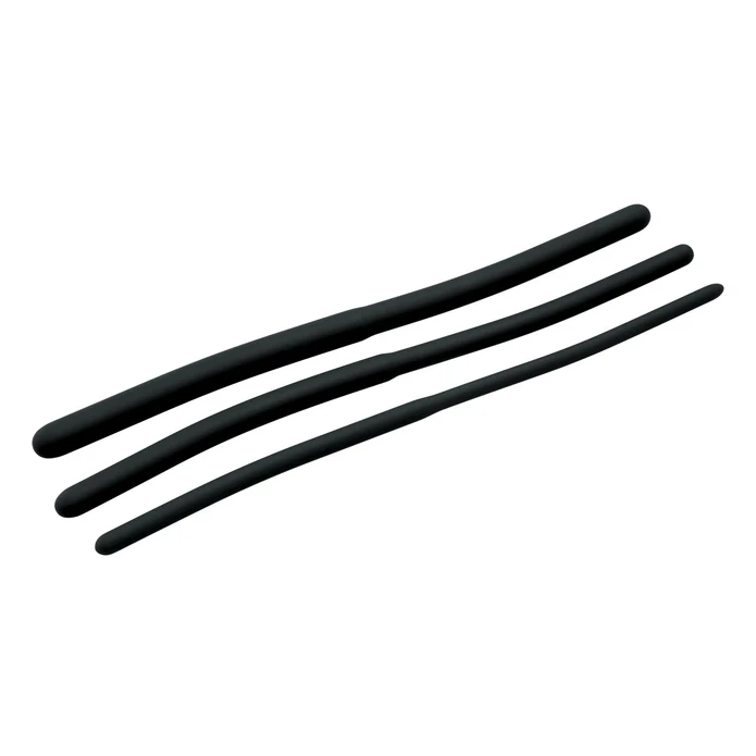 Isabella Silicone Urethral Sound Trainer set of three flexible black silicone rods