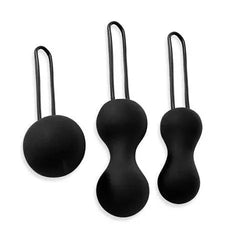 Je Joue Ami progressive kegel set – three black silicone weights with retrieval loops