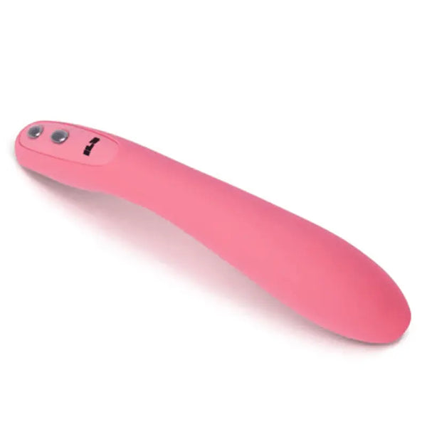 Je Joue ILY Wand vibrator in pink silicone with curved tapered tip, side view