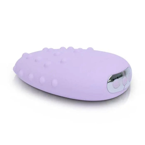 Je Joue Mimi Deux lilac silicone clitoral vibrator with raised dot texture, side view