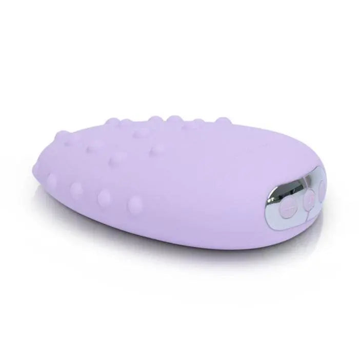 Je Joue Mimi Deux lilac silicone clitoral vibrator with raised dot texture, side view