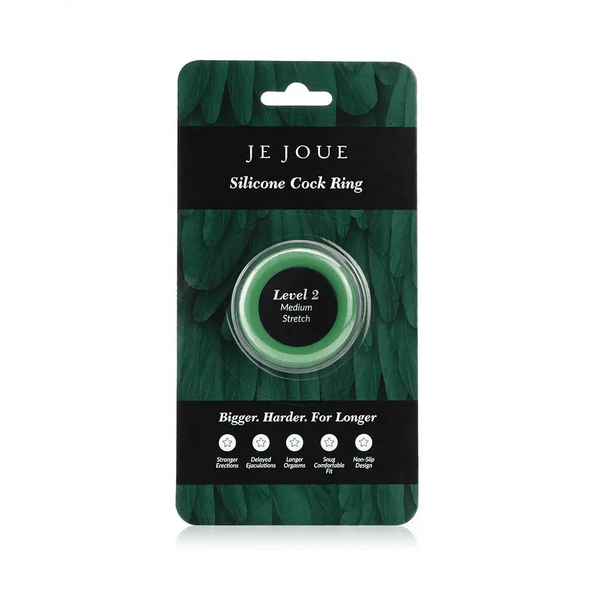 Je Joue Silicone Cock Ring Level 2 Medium Stretch in green packaging front view