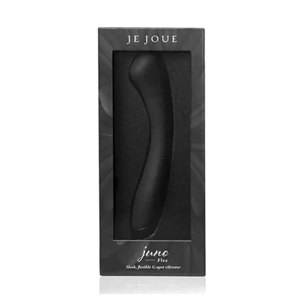 Je Joue Juno Flex G-spot vibrator in black silicone displayed in elegant dark gift box