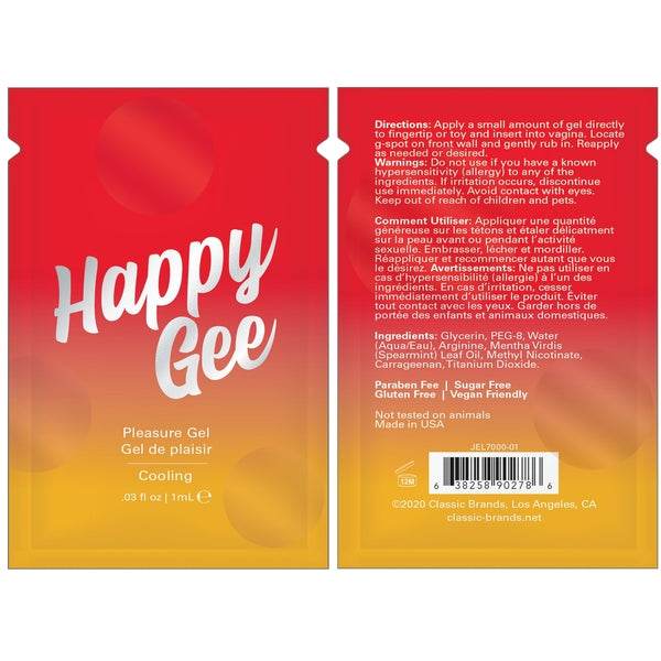 HAPPY GEE COOLING PLEASURE GEL - FOIL - 0.03 fl oz | 1 mL - Dreamy Desire
