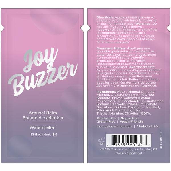 JOY BUZZER Clitoral Arousal Balm - Watermelon - Foil - 0.13 floz l 4 mL - Dreamy Desire
