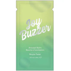 Jelique Joy Buzzer Arousal Balm single-use foil packet in Mojito Twist, green gradient