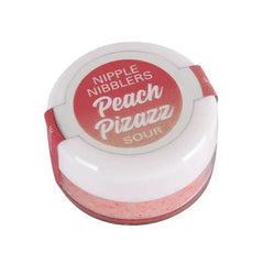 Jelique Nipple Nibblers Peach Pizazz Sour Pleasure Balm in a small peach-toned jar