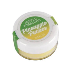Jelique Nipple Nibblers Pineapple Pucker sour balm, small sealed jar with green-yellow label