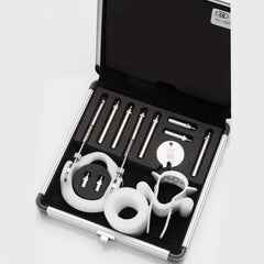 Jes-Extender Titanium full kit displayed in open aluminium carry case with foam insert