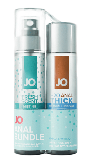 JO Anal Bundle with H2O Anal Thick lubricant and Fresh Scent Misting Toy Cleaner, 4oz each