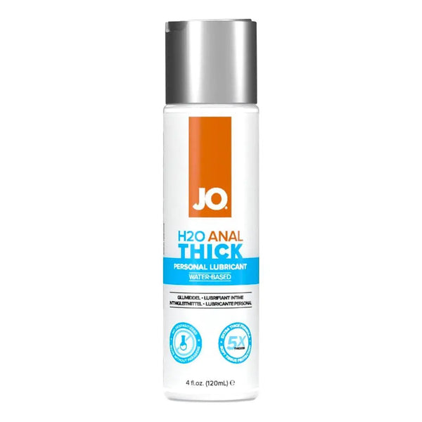 JO H2O Anal Thick water-based personal lubricant in a 4 oz white pump bottle