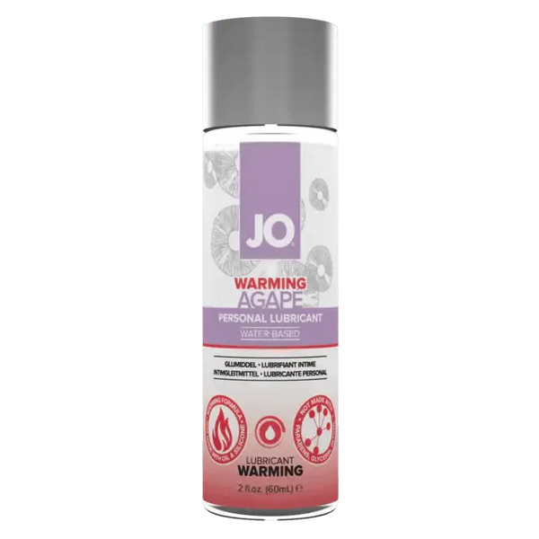 System JO Agape Warming personal lubricant, 60ml water-based formula in a slim white bottle