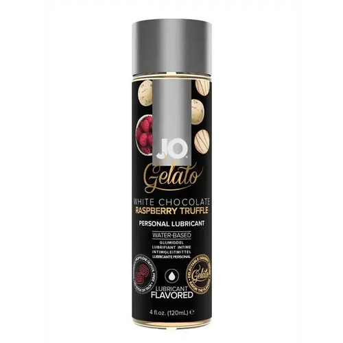 JO Gelato White Chocolate Raspberry Truffle flavoured water-based personal lubricant, 4 oz bottle