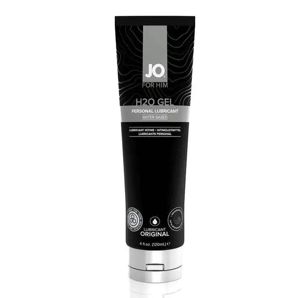 JO H2O Gel Original Lubricant in a sleek black 4 fl oz tube with flip-top cap