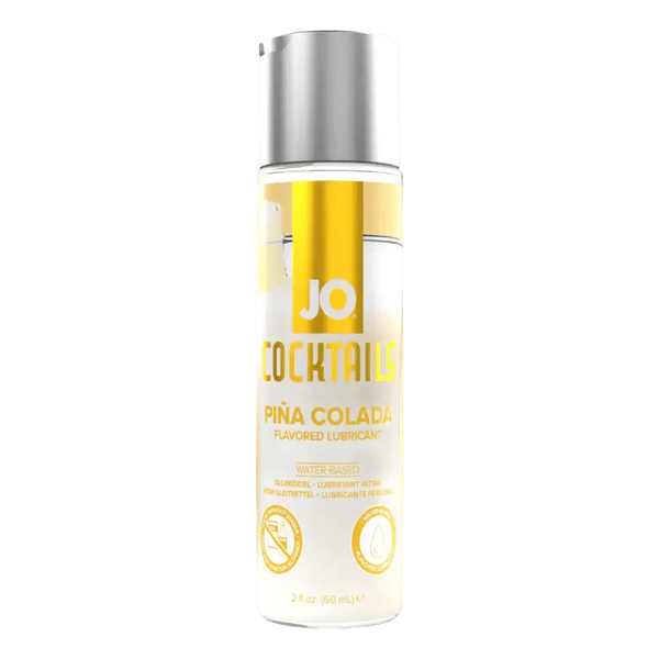 JO Cocktails Piña Colada flavored water-based lubricant in a clear 2 fl oz bottle
