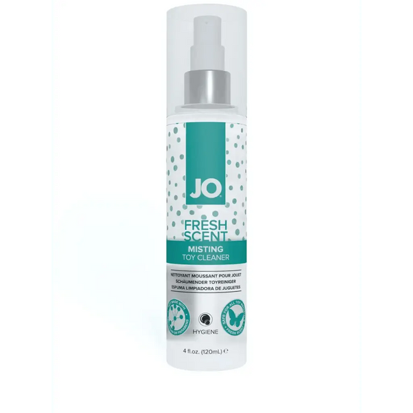 System JO Fresh Scent Misting Toy Cleaner in a 120ml spray bottle with teal label