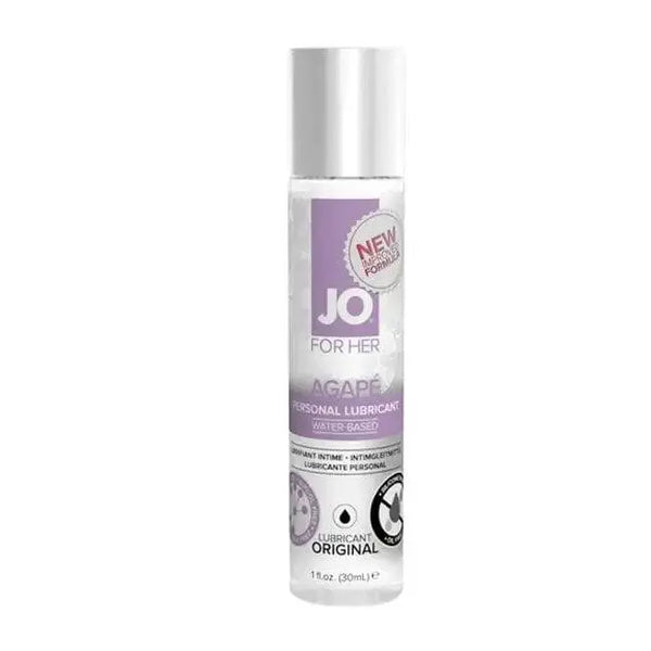 JO Agape Original water-based personal lubricant in a clear 1 oz bottle with lavender label