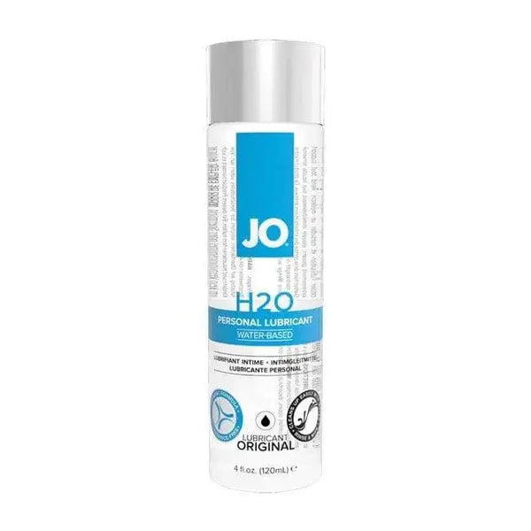 JO H2O Personal Lubricant 4oz bottle, water-based formula in blue and white packaging
