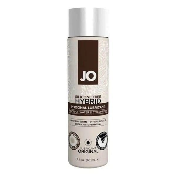 JO Hybrid Coconut Original 4oz lubricant bottle, silicone-free water and coconut oil blend