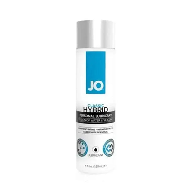 JO Classic Hybrid personal lubricant 4 oz bottle, water and silicone fusion formula