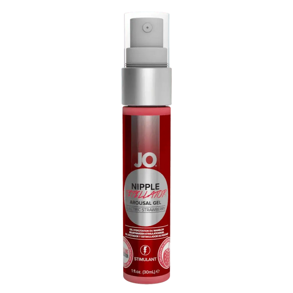 JO Nipple Titillator Arousal Gel in Electric Strawberry, 1 fl oz pump bottle