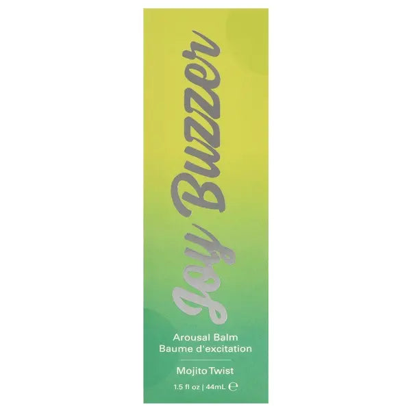 Joy Buzzer Mojito Twist box front view displaying gradient green design and Arousal Balm designation