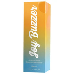 Joy Buzzer Naked Arousal Balm retail box with warm orange-to-blue gradient ombre finish