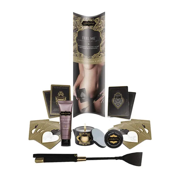 Kama Sutra Feel Me Erotic Playset with candle, honey dust, crop, and cards