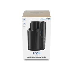 Keon Automatic Masturbator packaging front view, clean white and kraft design with Bluetooth icons