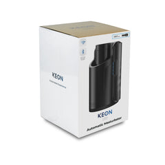 Keon Automatic Masturbator packaging side angle highlighting WiFi and Bluetooth connectivity icons