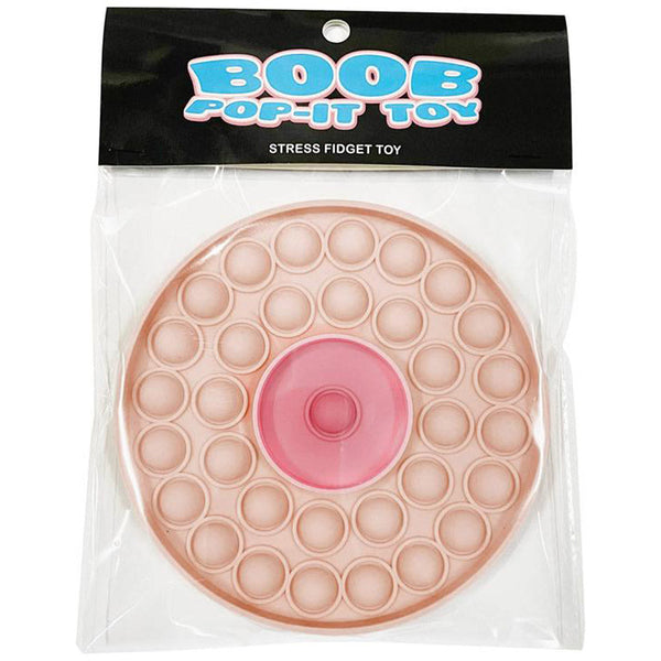 Kheper Games Boob Pop-It stress toy displayed in clear polybag with branded header card