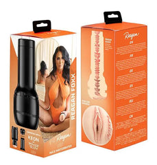 Kiiroo FeelReagan Foxx Stroker front and back packaging showing internal texture diagram